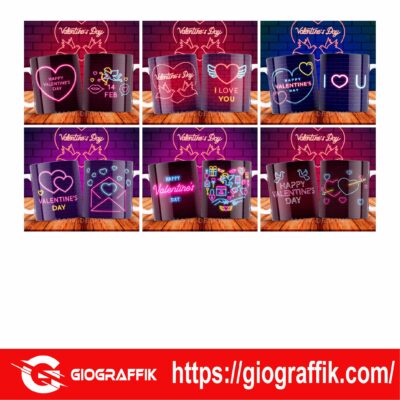SAN VALENTIN EFECTO NEON TAZAS